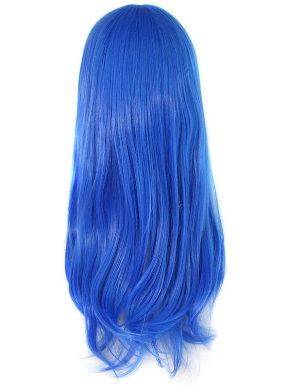 Women's Blue 24 Inch Heat Resistant Long Side Bang Wavy Curly Cosplay Wigs